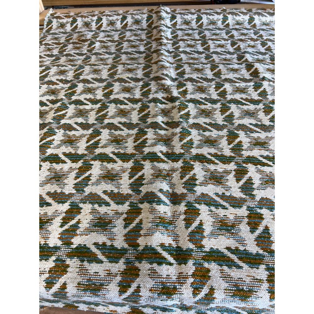 Vtg Tapestry Upholstery Fabric 66x55 Tribal Woven Jacquard Turquoise Brown Cream - Picture 3 of 10